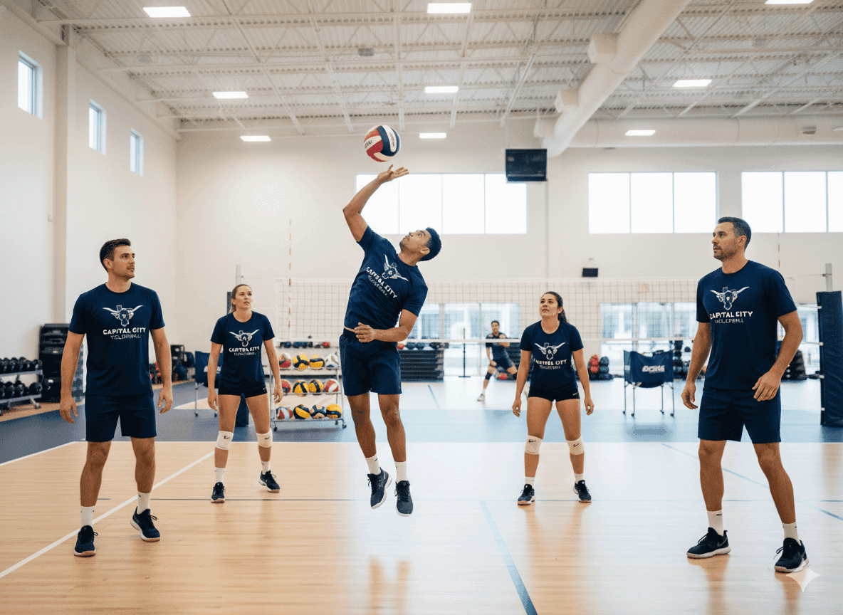 Jugadores de voleibol en la cancha